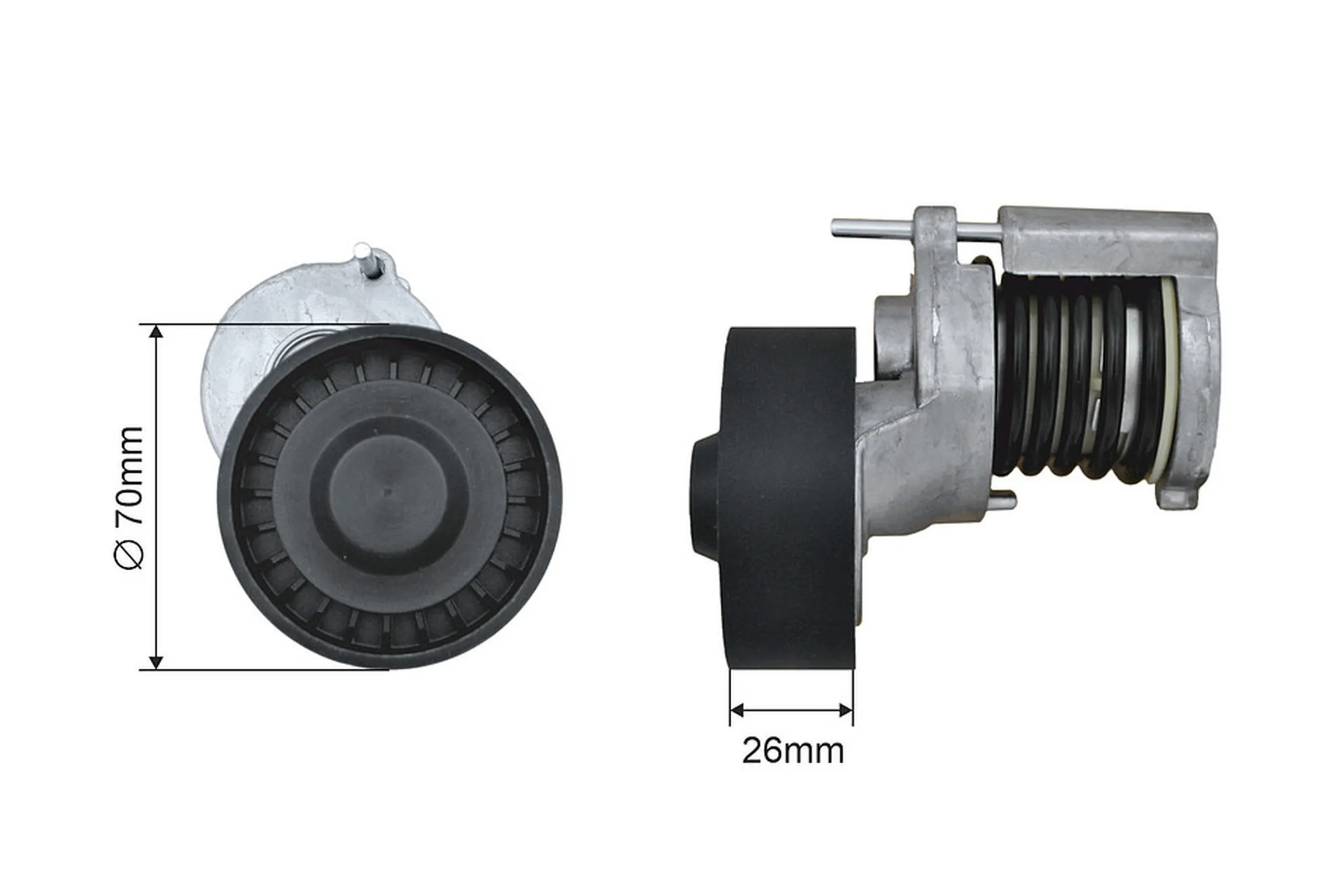 Tensioner pulley, v-ribbed belt