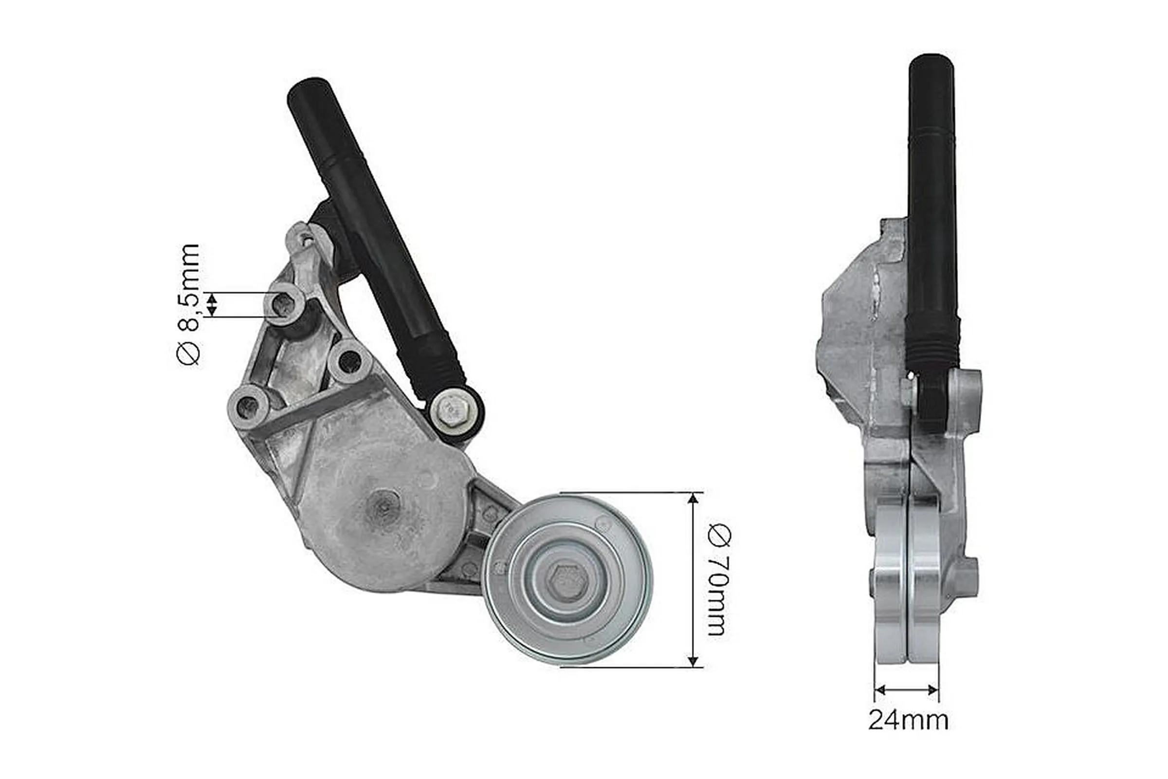 Tensioner pulley, v-ribbed belt