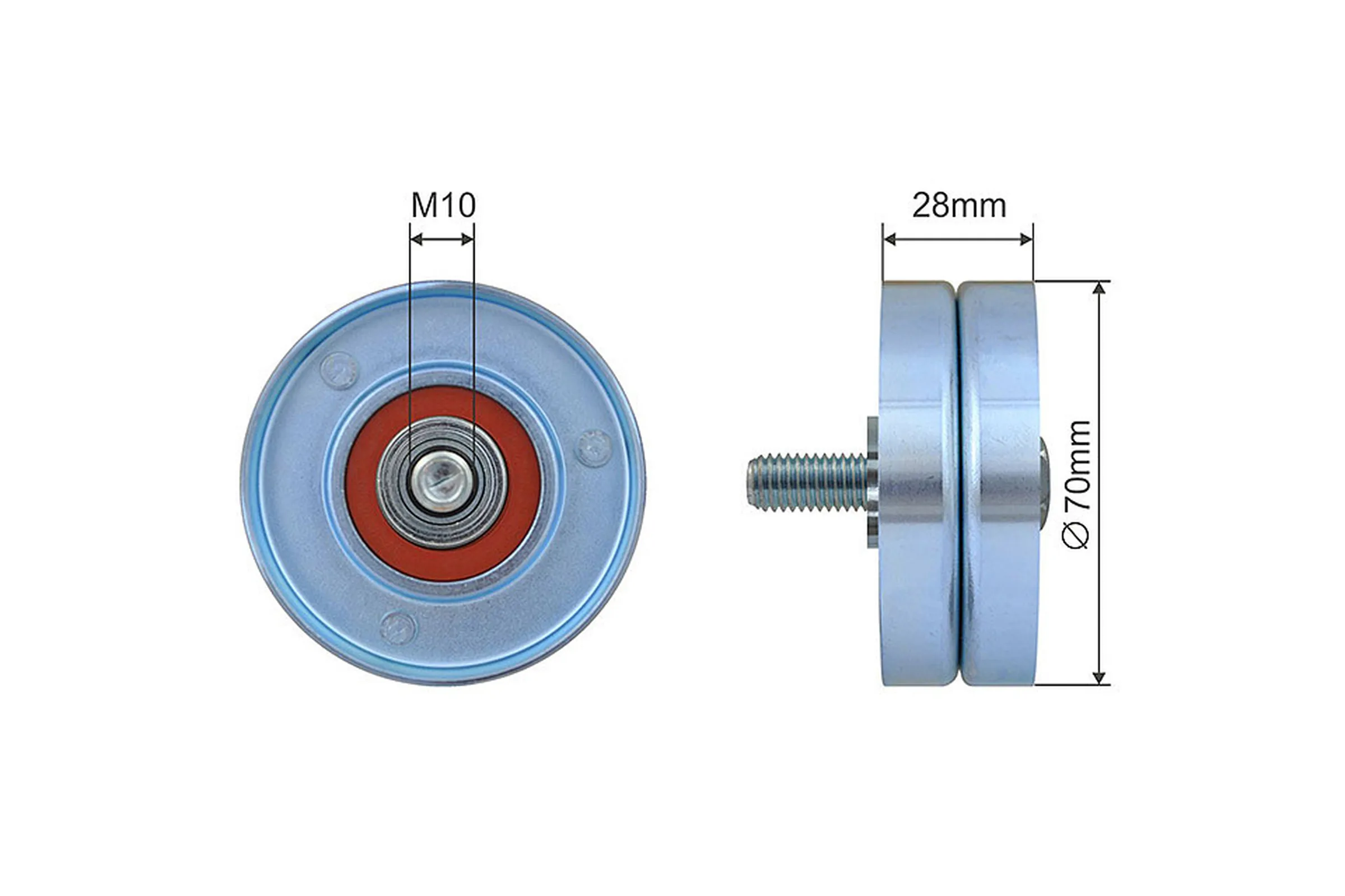 Tensioner pulley, v-ribbed belt