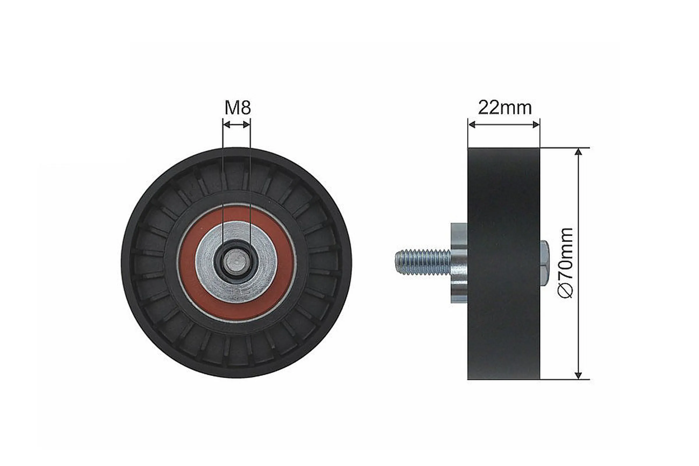 Deflection/guide pulley, v-ribbed belt