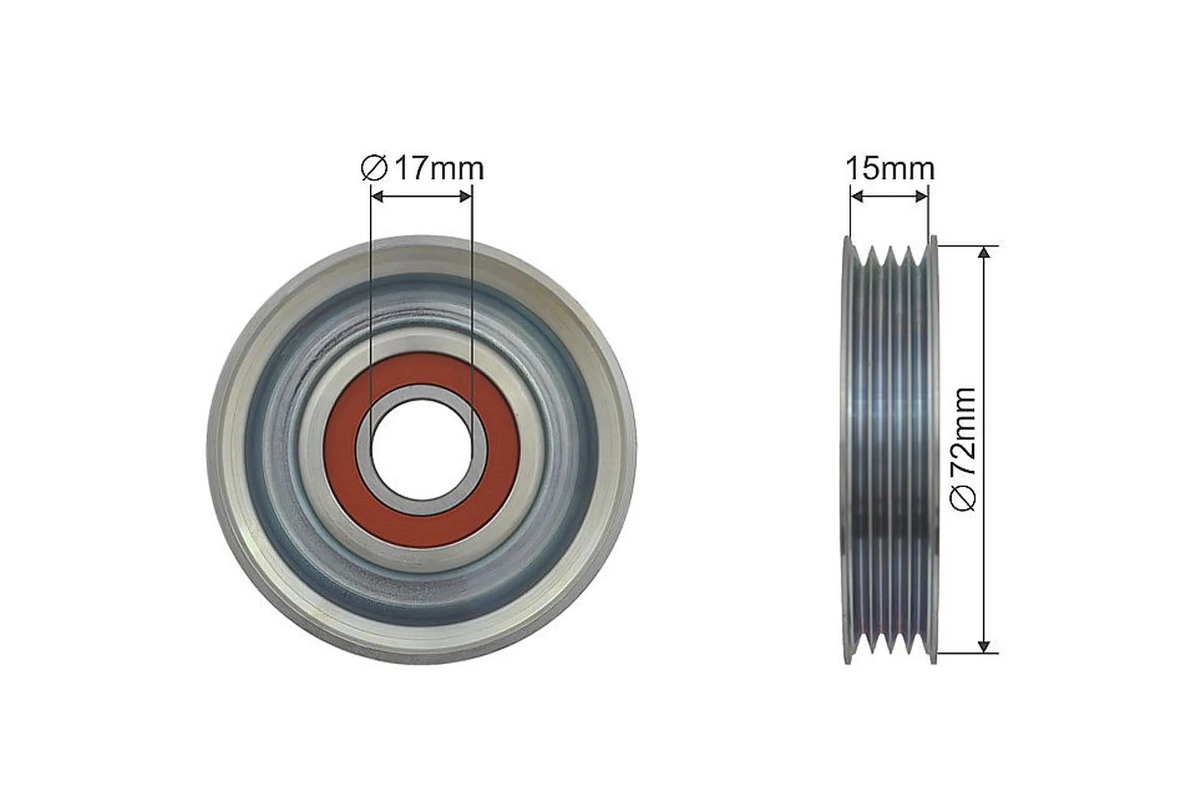 Deflection/guide pulley, v-ribbed belt