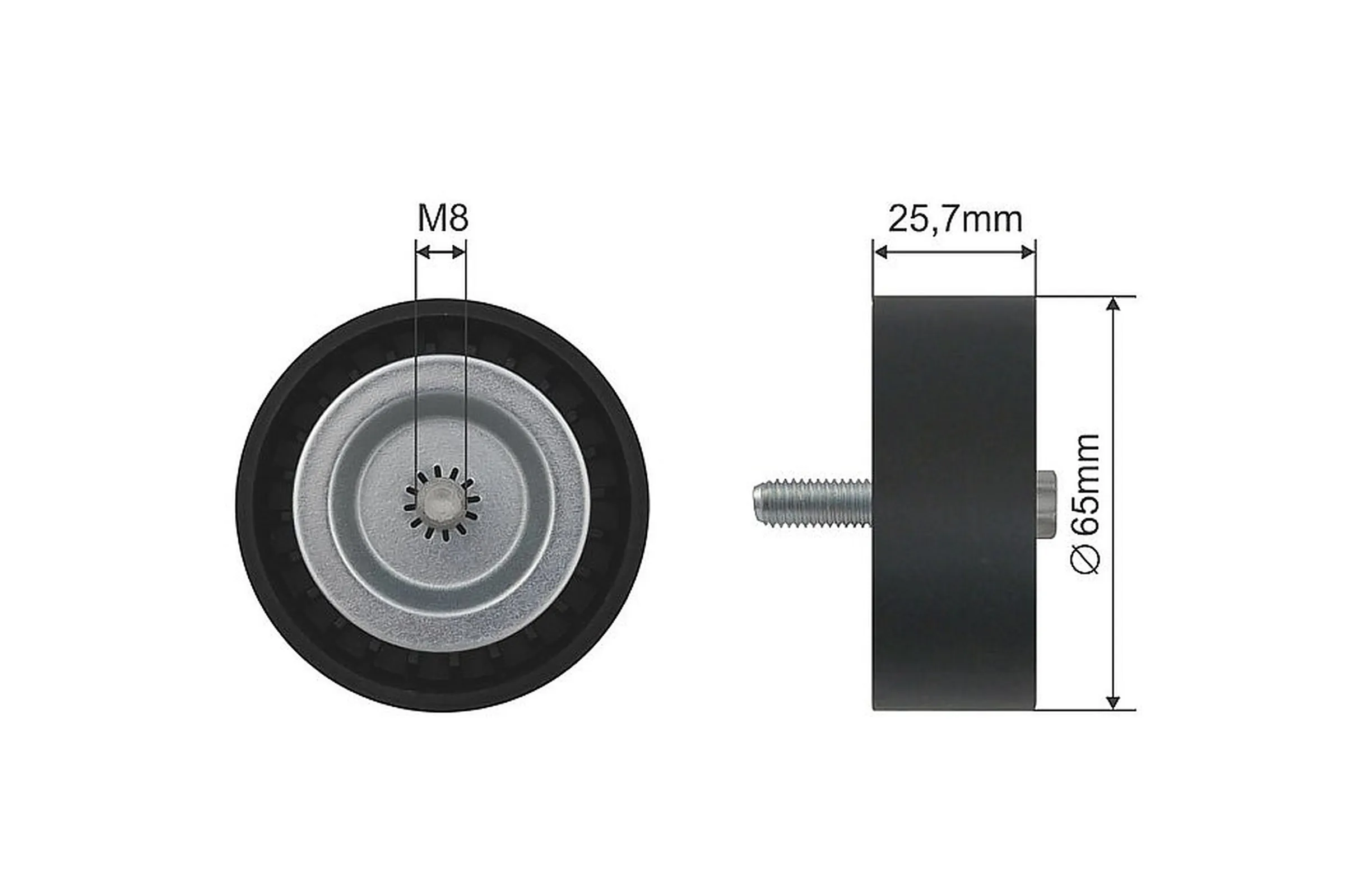Deflection pulley/guide pulley, v-belt