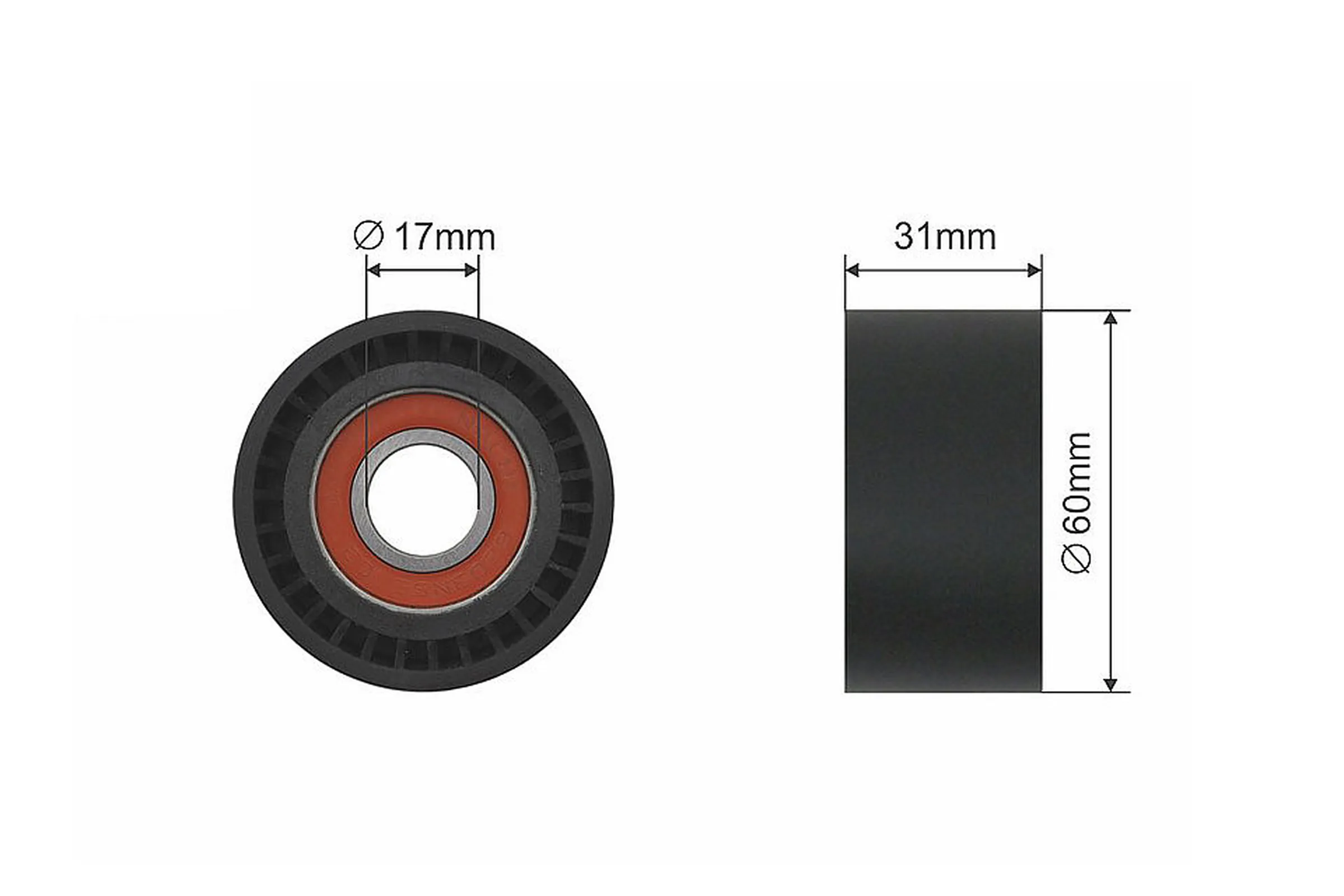 Tensioner pulley, v-ribbed belt