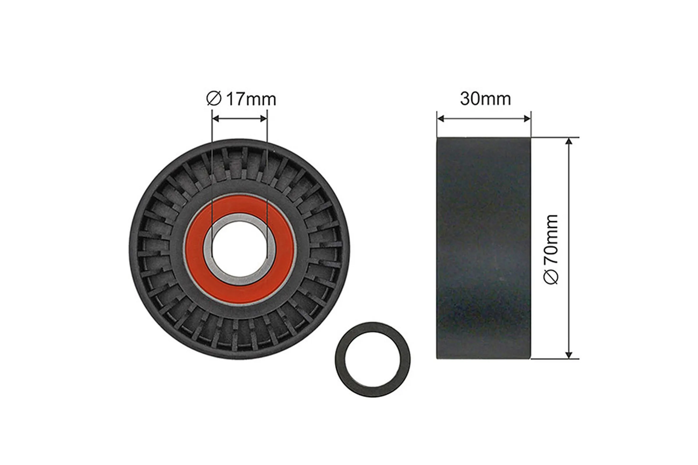 Tensioner pulley, v-ribbed belt