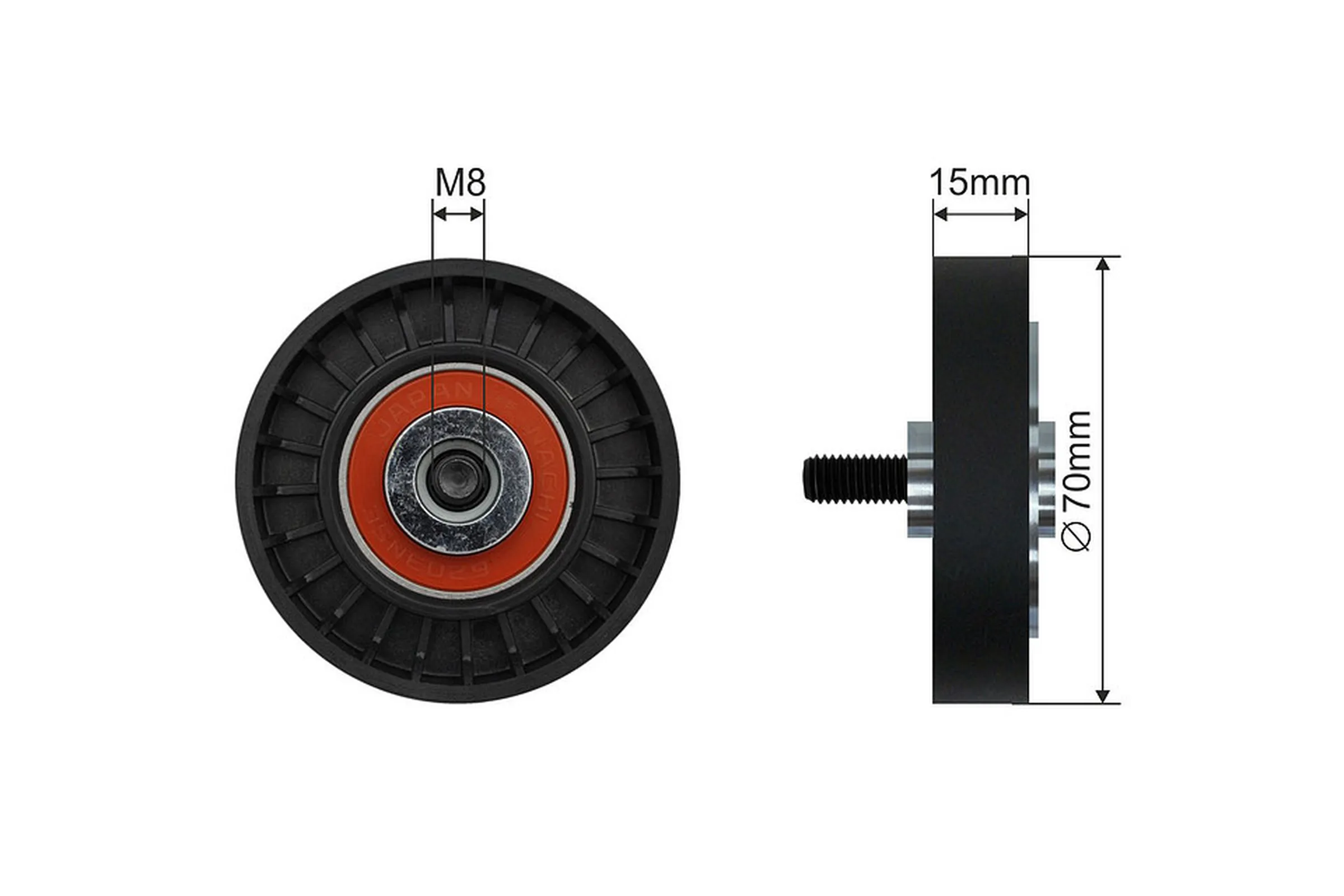 Deflection/guide pulley, v-ribbed belt